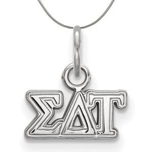 Sterling Silver Sigma Delta Tau XS (Tiny) Greek Necklace - 24 Inch
